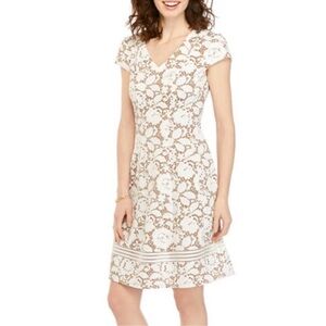 NWT Sandra Darren Dress Short Sleeves Lace Sheer Sheath Dress Size 10
